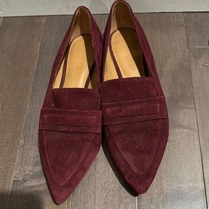 Nine West burgundy flats loafers leather 7 red wine